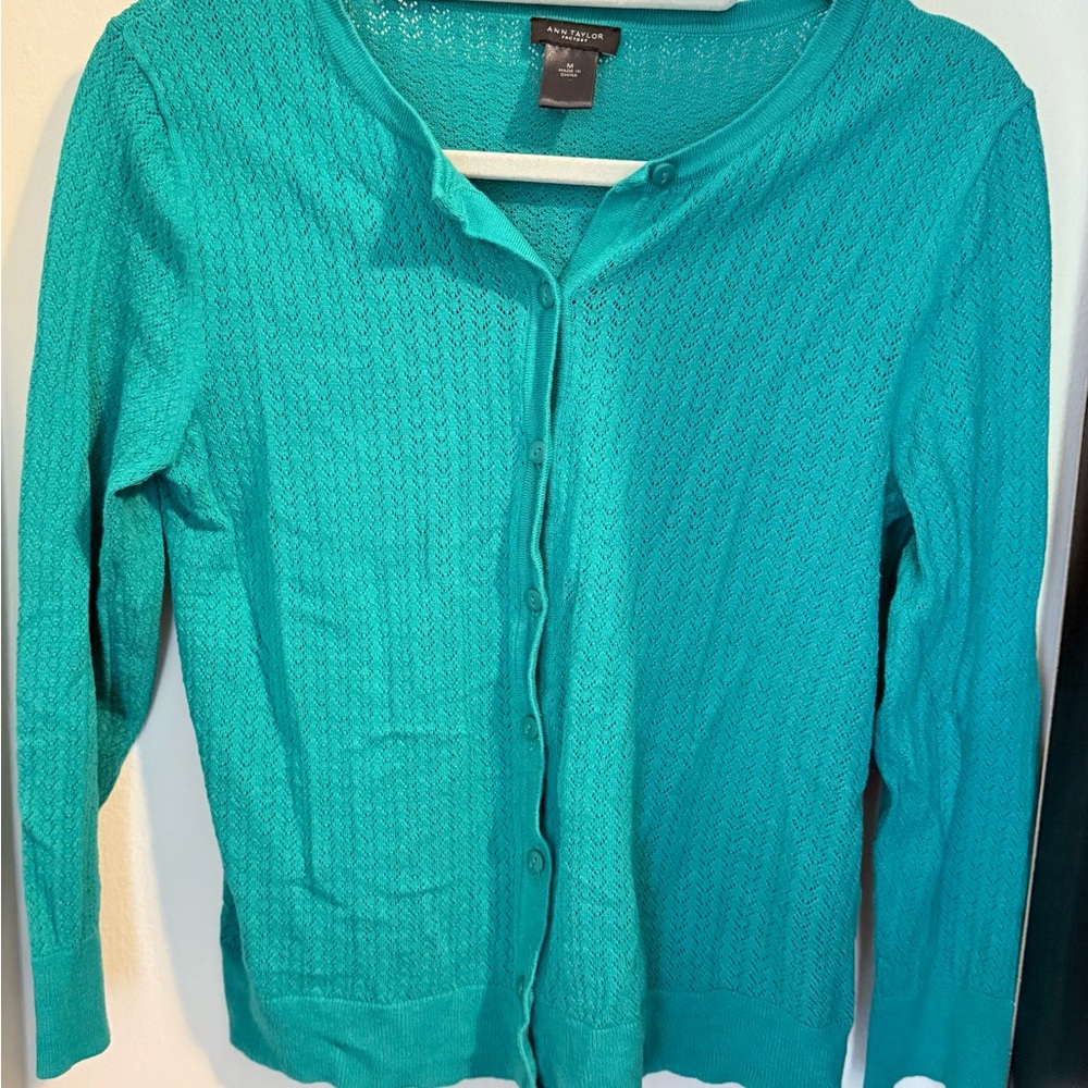 Ann Taylor Women's Teal Cardigan Sweater